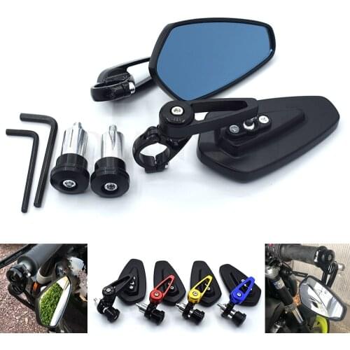 Universal black 7/8'' 22mm motorcycle side mirror handlebar end mirror for Yamaha R1 R6 R125 R15 FZ16 FZ1 MT09 MT07 FZ6 XJR1300