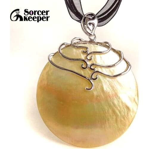 Vintage Natural Mother of Pearl Shell Pendant Antique Silver Plated Abalone Shell Pendants Charms Jewelry Making SKA17