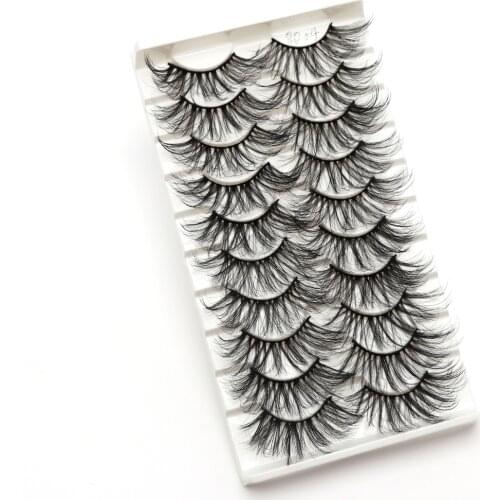 10 Pairs Faux Mink Hair False Eyelashes Wispy Criss-cross Fluffy Thick Natural Handmade Lash Eye Makeup Tools