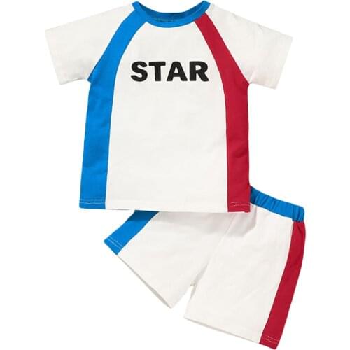2021-05-07 Lioraitiin 1-6Y Toddler Baby Boy Casual Summer Clothing Short Sleeve Star Letter Printed Shirts Top Shorts Outfit
