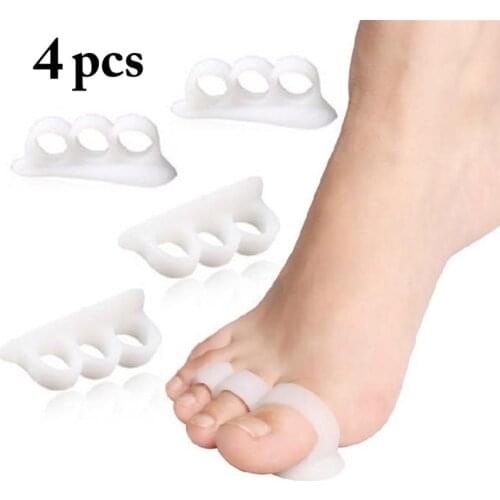 4PCS Kapmore Toe Separator 3-hole Professional Soft Silicone Toe Spacer Toe Straightener Foot Care Tool for Women Men