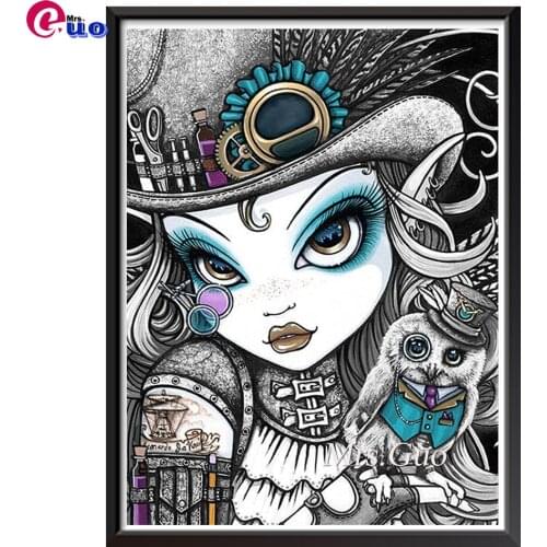 5D DIY Diamond Painting Cartoon Girl Big Eyes Fairy Bull Full Square Round Diamond Embroidery Cross Stitch Rhinestone Picture