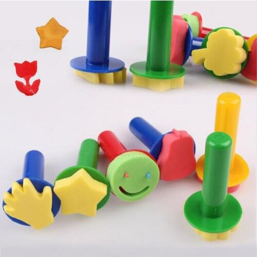 6PCS Kindergarten Education Toys DIY Painting Brushes Graffiti Drawing Toys Plastic Sponge Seals Set For Children