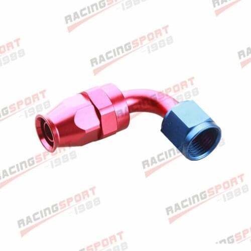 8AN AN8 AN-8 90 Degree Reusable Swivel PTFE Hose End Fitting Adapter Red/Blue