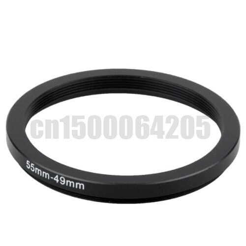 Free shipping 2pcs Black Step Up Filter Ring 55mm to 49mm 55mm-49mm 55-49mm