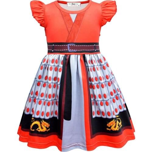 Fast delivery Mulan Battle Robe Costumes Kids Halloween Costumes for Kids Mulan Cosplay Princess Dress Girl Carnival Costumes