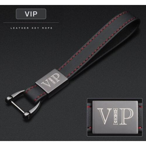 High Quality Car Key Chain Genuine Leather For Vip Auto Personalized Key Ring Creative Pendant Rope Anti-lost Accessory Gifts