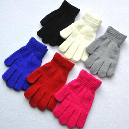 Children Winter Outdoor Gloves Solid Candy Color Boy Girl Acrylic Glove Kid Warm Knitted Finger Stretch Mitten LX8395