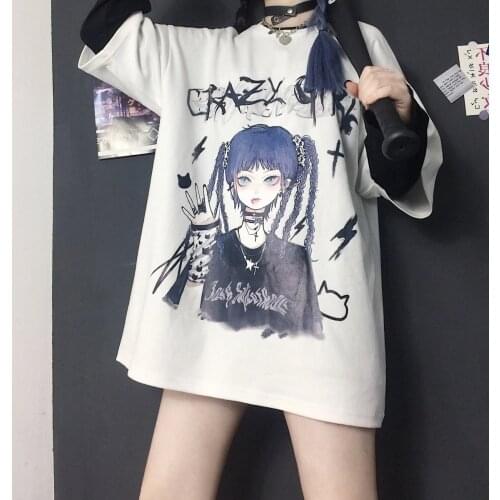 Women Anime Female T Shirts Harajuku Graphic T-shirt Casual T-shirt Party Day T-shirt Short Sleeve Oversize Women Anime Clothes