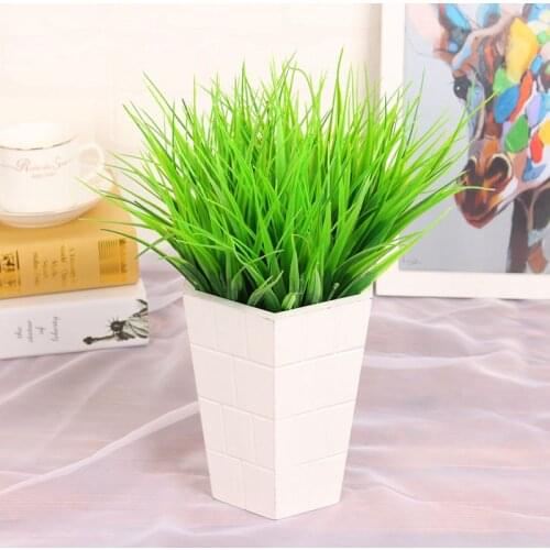 Artificial Plants Green Grass Plastic Plant Simulation Grass Desktop Decor Grass For Garden Outdoor Decoration Fake Plants Grass
