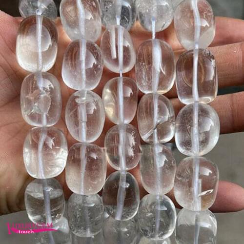 Natural White Crystal Quartzs Stone Spacer Loose Beads High Quality 15x20mm Smooth Irregular Shape DIY Jewelry Making 38cm a3740