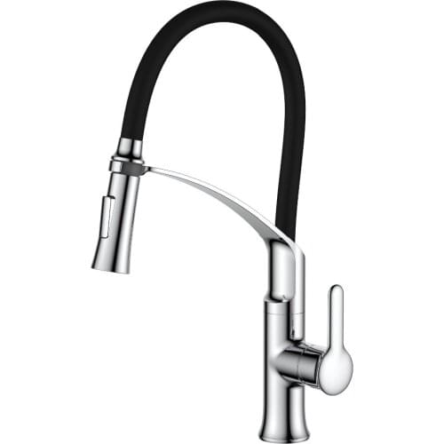 Fashionable black & chrome kitchen faucet Pull down cold and hot water faucet Succinct High brass kitchen faucet with spray
