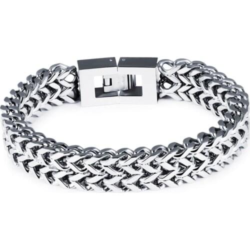 Titanium steel mens bracelet personality overlord chain square buckle