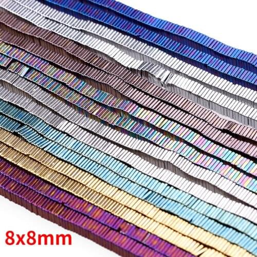 Natural Hematite Square Flake Loose Seed Beads 8x8 Luck Blessing Change Destiny for Jewelry Making DIY Bracelet Necklace Earring