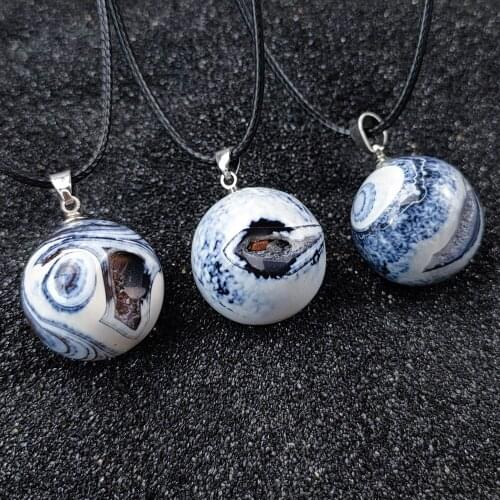New Arrived Wholesale 3pcs/Lot Natural Agates Sodalite Opening Laugh Ghost Eye Necklace Geode Ball Lucky Pendant Necklace