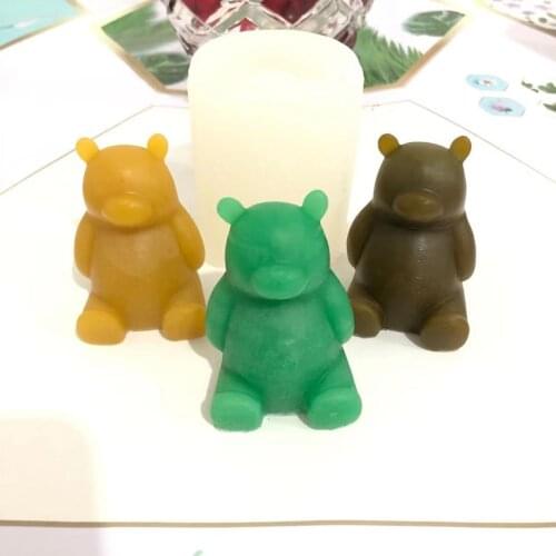 New Style Sitting Posture Bear Silicone Mold DIY Scented Candle Mold Gypsum Decoration Epoxy 3d Bear Resin Mold Candle Making