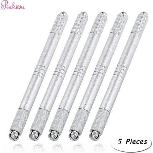 Pinkiou Microblading Pens 5 pcs Set Permanent Makeup Disposable Handmade Dual Head Eyebrow Tattoo Tool Manual