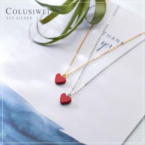 Colusiwei Authentic 925 Sterling Silver Red Enamel Sweet Cute Love Hearts Pendant for Women Link Chain Fine Jewelry 2020 Design