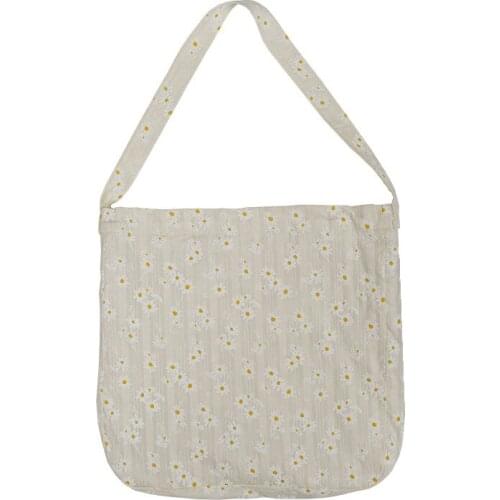 Casual Totes Girls School Books Bag Cotton Shopping Bag Women Canvas Shoulder Bags Daisy Embossed Design Female Floral Handbags