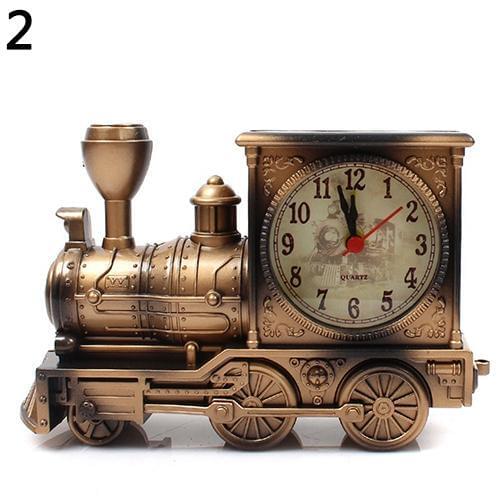 Retro Nostalgic Train Alarm Clock Antique Engine Design Table Desk Decor Clock Office Table Decor Model Alarm Clock Student Kids