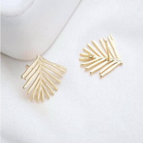 19*21 MM 14K Gold Plated Brass Leaf Leaves Stud Earrings High Quality Diy DIY Jewelry Making Finding Accessories