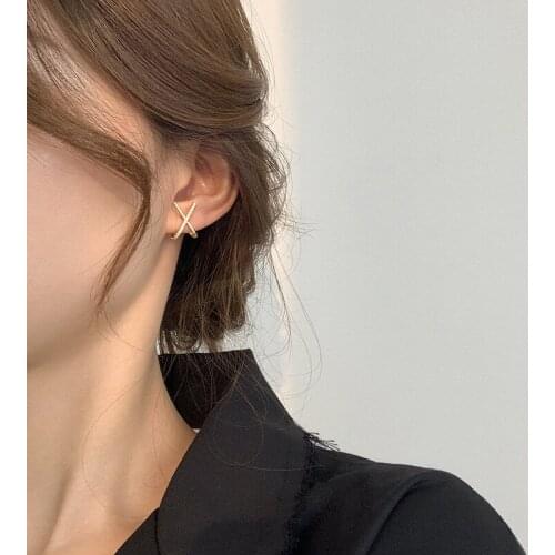 Silver 925 Jewelry Sterling Silver Earrings Big Cross Design Creative 2021 Ear Studs Minimalist Earrings for Women Girls Gifts