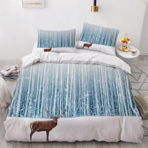 Bedding Sets 3D Blue White Duvet Quilt Cover Set Comforter Bed Linens Pillowcase King Queen Full Double Deer Elk Home Texitle