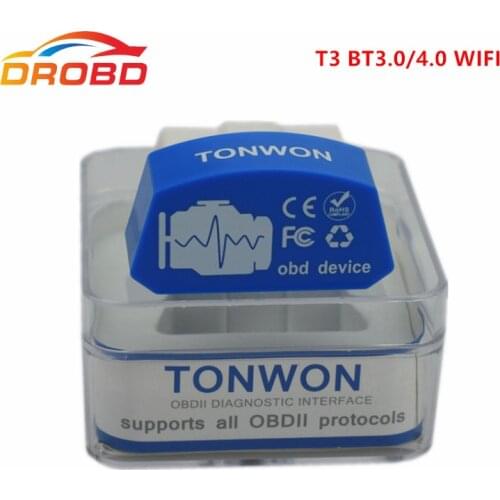 Tonwon 3 OBD2 Code Scanner Bluetooth3.0/4.0 WiFi avaliable obd Car Diagnostics Tool Scanner Check Vehicle Engine Device