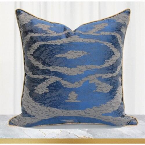 Modern Style Blue Cushion Cover Luxury Art Abstract Throw Pillow Covers Decorative Pillowcase For Couch Living Room Bedroom Car