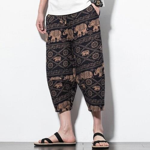 Traditional Chinese Trousers Plus Size Loose Cotton Harem Pants Print Streetwear Oriental MenS Clothing Chinese Pants Man 10961