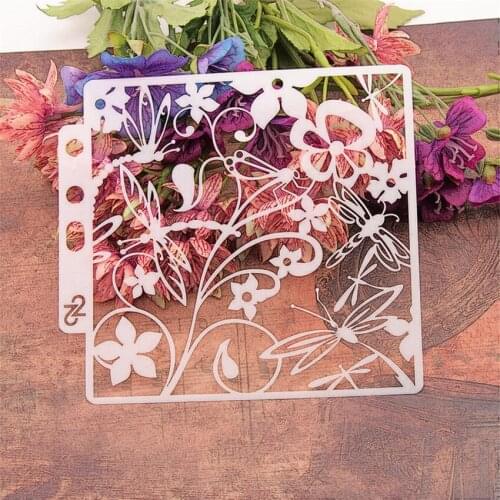 14.1*13 dragonfly scrapbook stencils spray plastic mold shield DIY cake hollow Embellishment printing lace ruler Easter