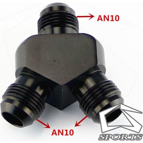 AN -10 (AN10 AN 10) Billet Aluminium Y Block Adapter Fitting in Black