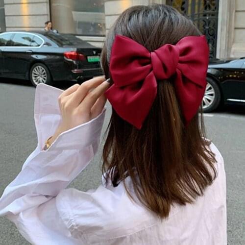MAXSITI U New Spring Summer Satin Chiffon Big Bow Hairpin for Women Girls Headwear Horizontal Clip Sweet Hair Accessories