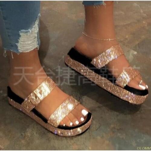 2020 summer womens shoes wedge sandals thick platform slippers PU buckle with open toe slippers thick bottom female non-slip be