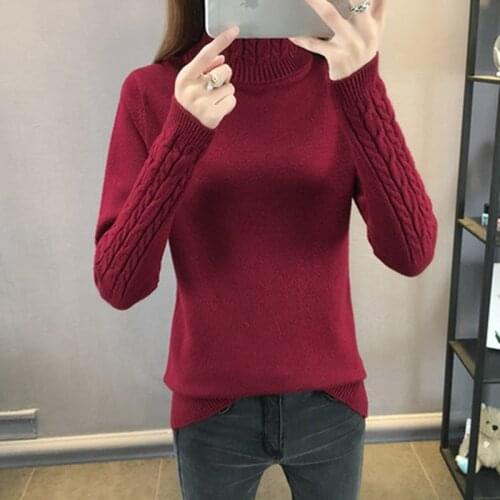 Women Sweaters 2021 Autumn Winter Tops turtleneck Thick Slim Women Pullover Knitted Sweater Jumper Soft Warm Pull Femme