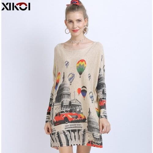 Oversized Womens Knitwear Sweaters Print Women Wool Pullovers Autumn 2021 Womens Clothing Pull Femme Dropshipping Sueter Mujer