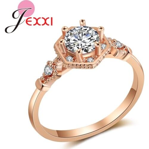 Top Brand Fashion Rose Gold Color Ring Filled Crystals Best Romantic Wedding Engagemenr Gifts For Bridal Women Hot Sale