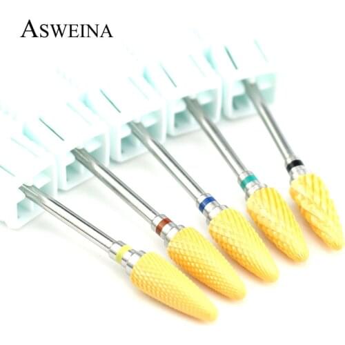 1pc Yellow Nail Drill Bit Ceramic Files Electric Manicure Machine Rotary Cuticle Drill Bit Accessories fo Gel Polish Tools