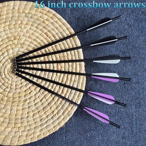 2 Styles 16Inch Crossbows Bolt Carbon Arrows Spine 400 4" Vanes Plastic Feather Crossbow Arrows For Crossbow Hunting Archery