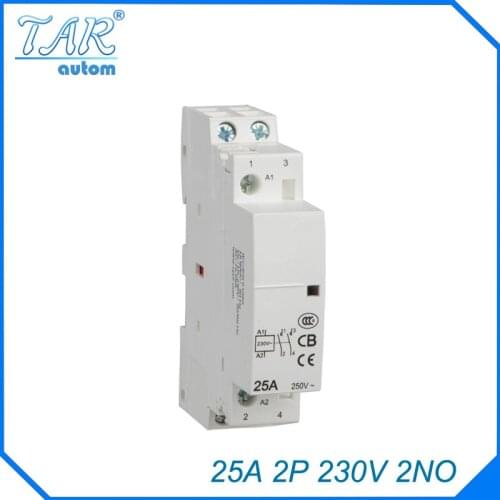 2P 25A 220V/230V 50/60HZ Din rail Household ac contactor 2NO