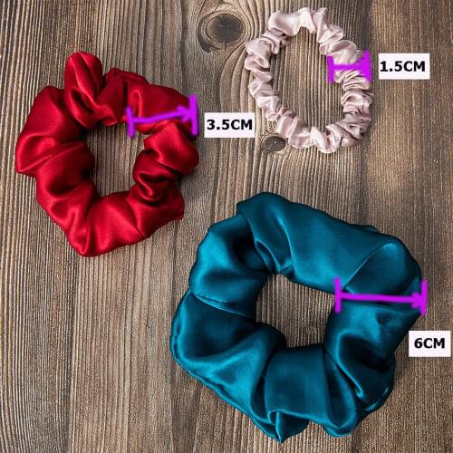 3.5CM Pure Silk Scrunchie Hair Accessories Soft Bands Hair Headband Elastics Ponytail Hair Ties For Girls Women 19 Momme
