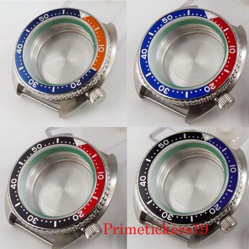 45mm Watch Case Sapphire Glass Alloy Ring Fit 24 Jewels NH35 NH36 Automatic Movement Rotating Bezel