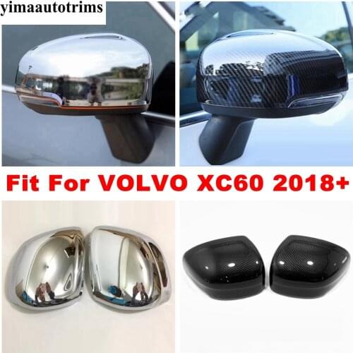 ABS Chrome / Carbon Fiber Look Rearview Mirror Protector Shell Cover Trim Fit For VOLVO XC60 2018 2019 2020 2021 Exterior Kit