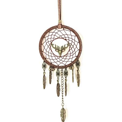 Car Pendant with Elk and Bells Wind Chime Dream Catcher Handmade Car Hanging Decoration Free Shipping