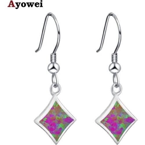Ayowei Lowest Price Elegant Red Fire Opal Silver Stamped Fashion Jewelry Drop Earrings OES643A for Lover Gift
