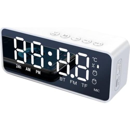 G50 Wireless Speaker Mini Portable Card Mirror Dual Alarm Clock Sound With FM Radio Temperature Display