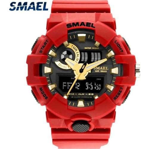 Men Sports Watches SMAEL Brand LED Analog Digital Quartz Watch Mens Fashion 50M Waterproof Male Clock Relogio Masculino