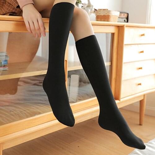 1Pair Women Fashion Autumn Winter Long Knee Thick Stocking Womens Nylon Thigh High Sexy Winter Boot Stocking Drop Ship