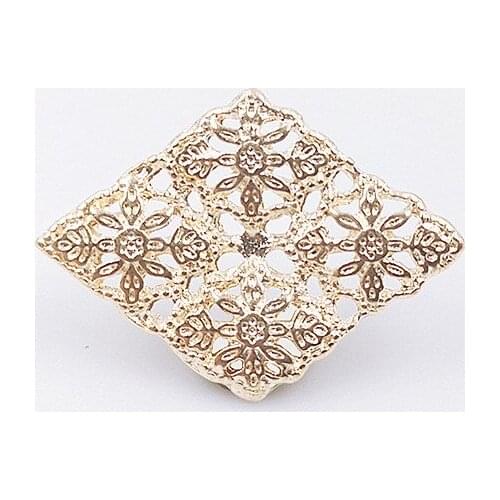 10PCS 1.9*2.6cm Metal Alloy KC Gold Color Rhombus Flowers Connectors Charm Accessories DIY Jewelry Findings