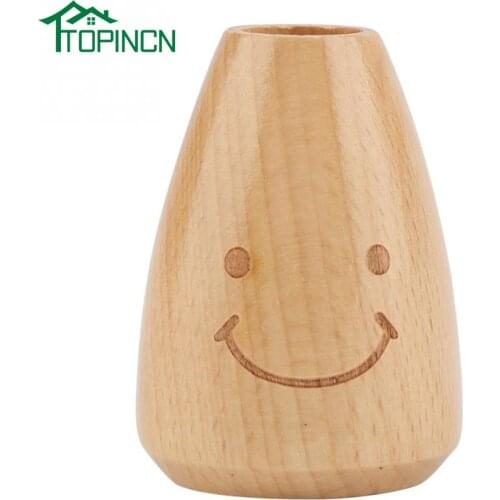 Wooden Toothpick Holder Automatic Toothpick Holder Wooden Carved Smiley Household Dining Table Toothpick Storage Box Decorations